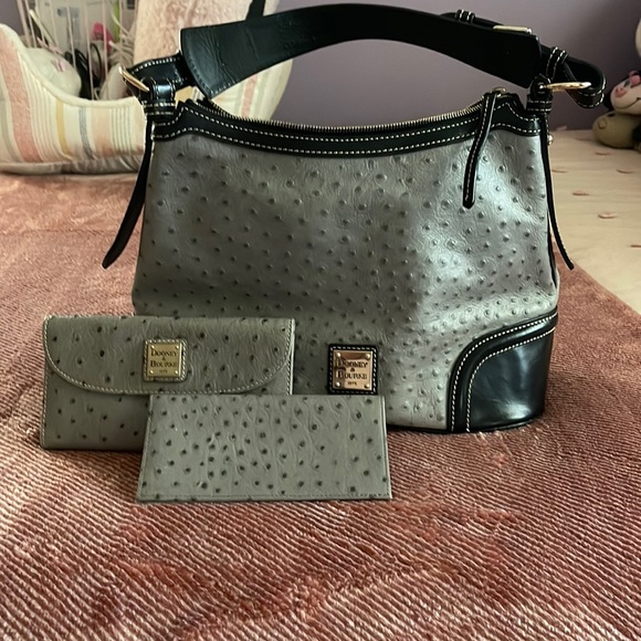 Dooney & Bourke Handbags - Dooney and Bourke Ostrich Hobo bag with matching wallet and checkbook